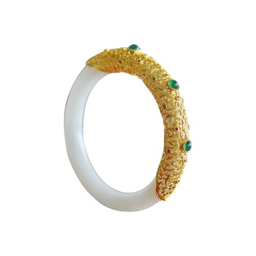 Jade blanc précieux avec incrustation dorée style ancien