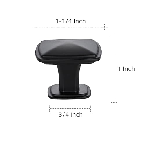 Image of Ravinte 25 Pack Matte Black Kitchen Cabinet Square Knob Single Hole Cabinet Hardware for Dresser Drawer Pulls and Knobs