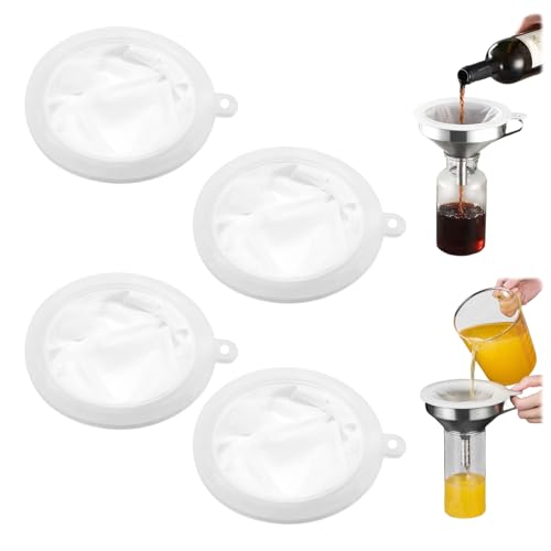 Nylon Sieb Fein 4 Stück 200/300/400/450 Mesh Filtersieb Likörfilter Kunststoff Feinmaschiger Filter Küchensieb für Wein Kaffee Milch