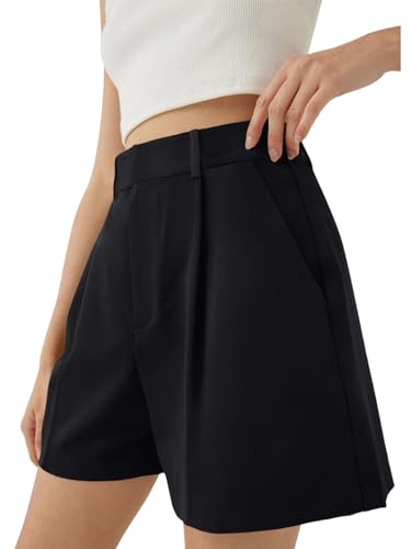NIMIN Womens Shorts Dressy High Waisted Wide Leg Tailored Shorts Pleated Business Casual Work Trouser Shorts Without Belts3
