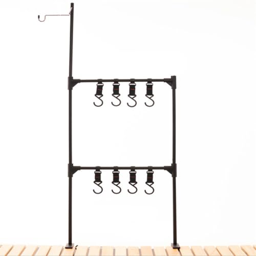 Vilemoon Camping Hang Rack, Grill BBQ Caddy for Outdoor, Desktop Storage Stand Rack Hanging Organizer with Light Hanger for Outdoor BBQ Picnic (Double-layer)