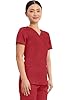 Cherokee Scrubs Top for Women Mock Wrap with 3 Pockets, Soft, 2-Way Stretch & Durable Fabric Plus Size - WW610, 3XL, Red #3
