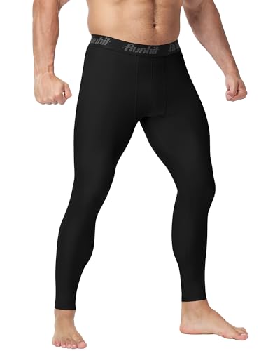Runhit Jiu Jitsu Rash Guard Men BJJ Compression Pants MMA No Gi Grappling Spats Leggings Wrestling Martial Arts Tights Base Layer Black 2XL