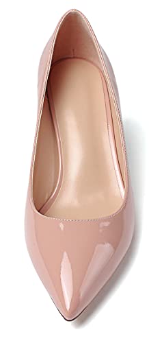 Eldof Women's Kitten Heel Pumps Pointed Toe Low Heels Slip on Comfort Pumps 2.6 Inches for Dress Party Office2