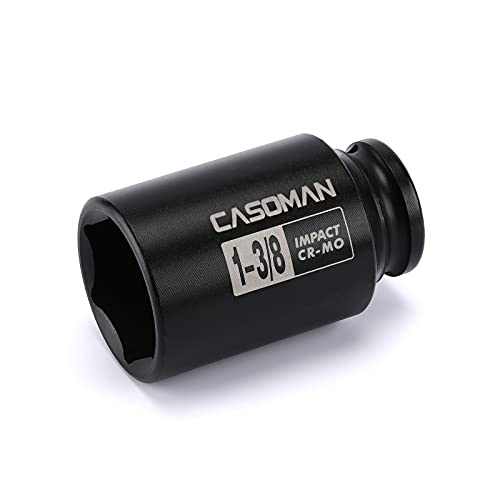 CASOMAN 6-Point 1/2-Inch Drive Deep Impact Socket- 1-7/16" (SAE), CR-MO, 1/2-inch Drive 6 Point Axle Nut Socket for Easy Removal of Axle Shaft Nuts (1-7/16")