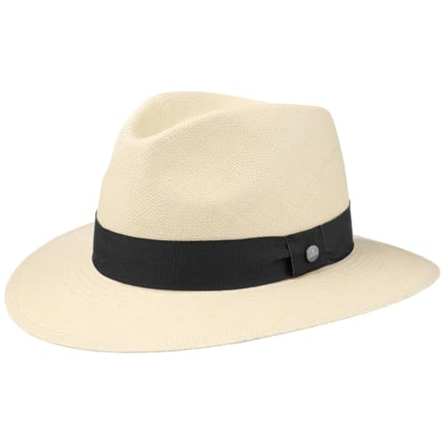 LIERYS The Sophisticated Panamahut Damen Herren Handmade in Ecuador Panamastrohhut Strohhut Sommer mit Ripsband Natur-schwarz M (57-58 cm)