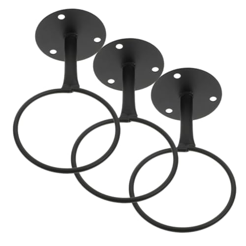 BESPORTBLE 3 Piezas Soporte De Baloncesto Piscina Pelota La Roca De Baloncesto Estante Pepinillo Bastidores Red De Baloncesto De Interior Muro Accesorios De Baloncesto Hierro Forjado Black