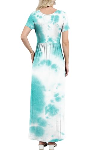 Image of EUOVMY Women's Short Sleeve Loose Plain Maxi Dresses Casual Vacation Long Dresses with Pockets