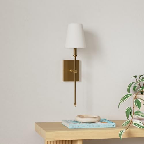 Image of Rechargeable Battery Operated Wall Sconces Set of 2 with Remote Control,No Wiring 15 Colors Dimmable Wall Light with White Fabric Shade,Cordless Wall Lamps for Bedroom Living Room Hallway