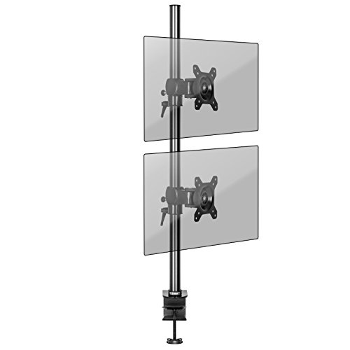 Duronic DM35V2X1 - Brazo para 2 monitores de Ordenador (Soporte Vertical de Doble Pantalla articulada ergonómica, para Escritorio, VESA 75 100, Altura Ajustable, inclinación giratoria giratoria y
