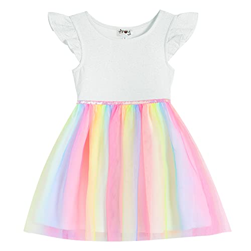 Rainbow Girl Tutu Dress Tulle Princess Girls Dresses Sleeveless Wedding Birthday Party Gift Gown Children's Garden 3-7T