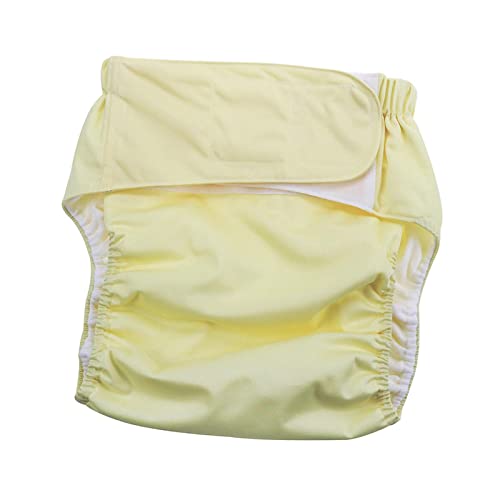 Oshhni Pañal para adultos Pañal agrandado Talla única Elástico sin fugas Cintura Protección absorbente de humedad para adultos nocturnos Hombres , AMARILLO