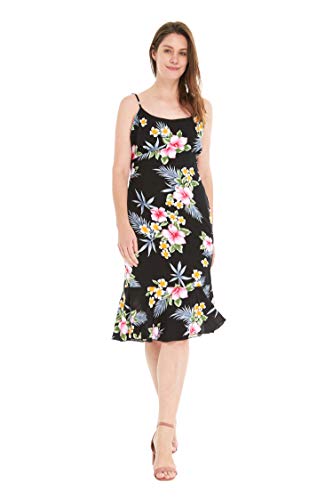 Image of Family Matching Hawaiian Clothes, Hibiscus Black | Black Hibiscus Print • Soft Rayon Fabric • Family Matching Outfits • Vacation Ready • Luau Party Wear