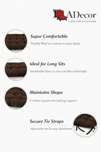 Image of A Decor Soft Cotton Chair Cushion Pad 40x40x4 cm| Comfortable Pad for Dining, Office & Study Chairs Pack of 1| (Dark Brown)