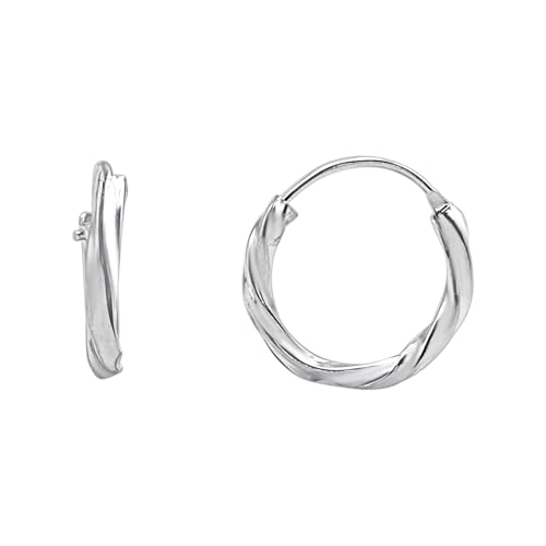Créoles Torsadées Délicates Argent - Boucles d'Oreilles Huggies Minimalistes Tiny Thin 15mm
