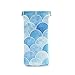 OTVEE Blue Mermaid Scales Eyeglass Pouch Microfiber Leather Squeeze Top Stylish Sunglasses Case for Women