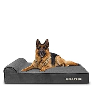 The Dog’s Bed Orthopaedic Headrest Dog Bed Extra Large Grey Plush 117x71x15cm, Waterproof Memory Foam Dog Bed