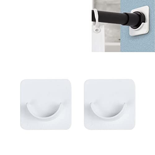 Lot de 2 supports de tringle à rideau de douche adhésifs, support de tringle de placard en forme de U pour coller le mur sans perçage, tringle à rideau de douche non incluse (taille : 4 x 4 cm) Cover