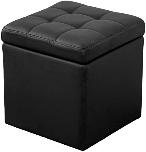 Repose-pieds en similicuir noir pour salon boîte de rangement design cube