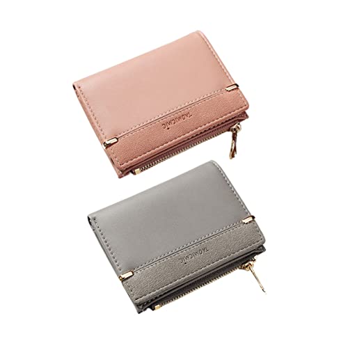 Portable Short Purse for Women Multi Functional Zippered Coin Holder Bag Fashion Wallet with Clasp for Business Cards and Cash Durable Grey Design