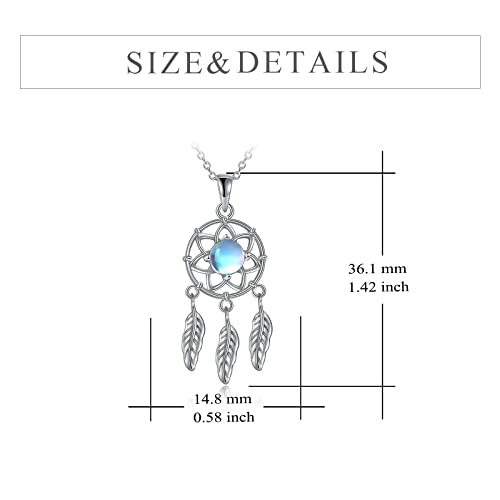 Collier attrape-rêves argent et pierre de lune, douceur et sérénité - 4