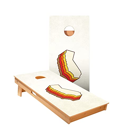 Skip's Garage Retro California Cornhole Boards - Includes (2) Boards (NO Bags) + (1) Case & (2) Edge Lights