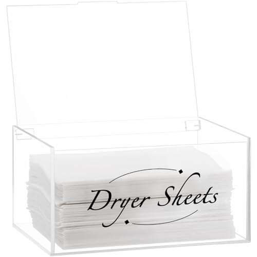 Gihunk Laundry Sheet Holder - Clear Acrylic Dispenser with Lid, Dryer Sheet Box for Laundry Room