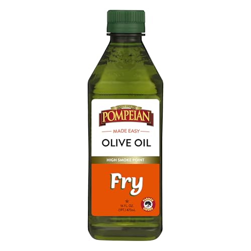 Pompeian Made Easy Fry Olive Oil, High Smoke Point, Perfect for Frying Foods such as Chicken and Potatoes, Non-Allergenic, Non-GMO, 16 Fl Oz (Pack of 1)