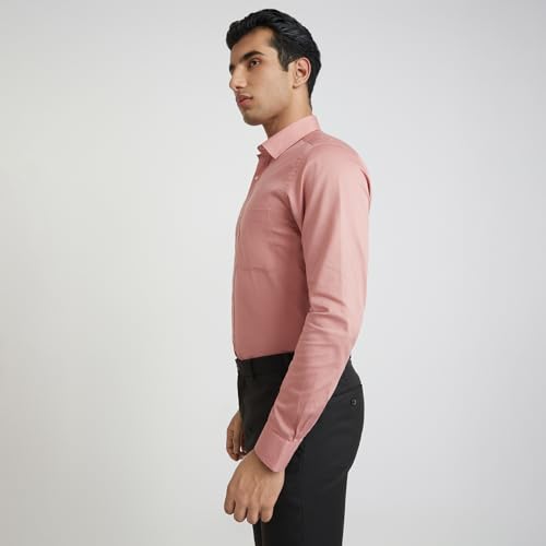 Image of Raymond Men's Slim Fit Solid Pattern Pure Cotton Semi Cut Away Collar Full Sleeve Formal Shirt