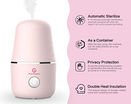 Image of ROSA RUGOSA Menstrual Cup Sterilizer, Steamer Cleaner 3-in-1 for Cleans, Dries, and Stores Your Period Cup- Auto Shut-Off- Leak-Free - Eliminates up to 99.9%