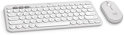 Logitech Pebble 2 Combo for Mac, Wireless Keyboard and Mouse, Slim, Quiet and Portable, Customizable, Bluetooth Mouse and Keyboard, Easy-Switch, for macOS, iPadOS - Tonal White