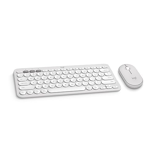 Logitech Pebble 2 Combo for Mac, Wireless Keyboard and Mouse, Slim, Quiet and Portable, Customizable, Bluetooth Mouse and Keyboard, Easy-Switch, for macOS, iPadOS - Tonal White by Logitech - Used condition - CA$59.95