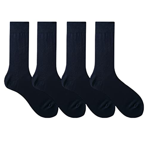 Men's Mercerized Cotton Dress Socks Business Casual Solid/Patterned Crew Sock Lightweight Soft Comfort, 4 Pairs