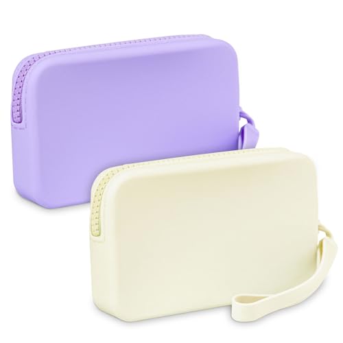 Image of Silicone Period Bags, 2 Pcs Tampon Pouch with Zipper and Handle, Sanitary Napkin Holder for Purse, Keeping Discreet Feminine Products