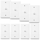 1-Port TV Cable Wall Jack F Connector Coax Video Jack Single Gang Wall Plates (White, 8 Pcs)