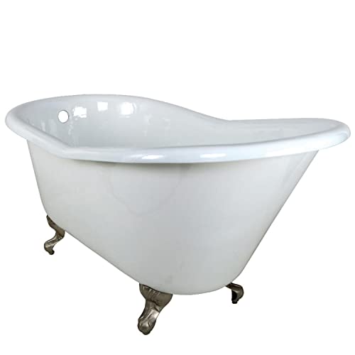 Kingston Brass Aqua Eden VCTND6030NT8 Cast Iron Slipper Clawfoot Bathtub with Brushed Nickel Feet...