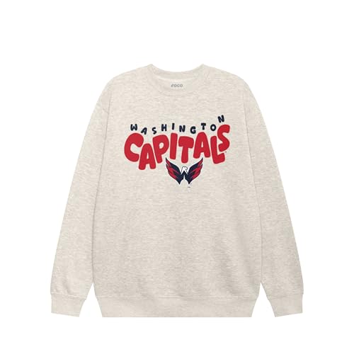FOCO Washington Capitals NHL Mens Bubble Crew Neck Sweatshirt - Oatmeal Heather - S