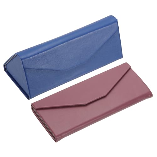 Image of PATIKIL Foldable Glasses Case, Triangle Magnetic Sunglasses Organizer Case PU Leather Hard Eyeglass Case for Women (2 Pcs)
