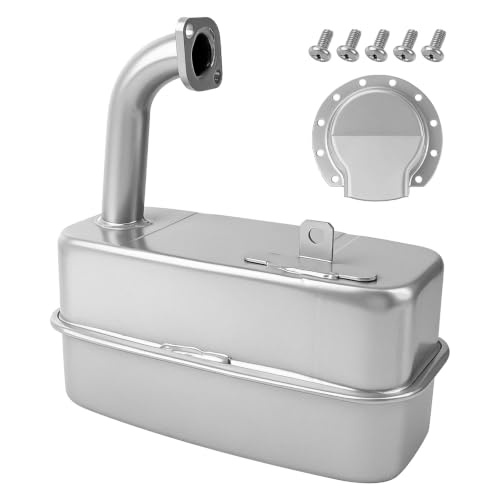 Image of GY22156 Exhaust Muffler, Replaces for GY21990 | Fits John Deere 107S D105 D110 E100 E110 X125 X126 X145 100 Series Tractors, Complete Installation Accessories Included