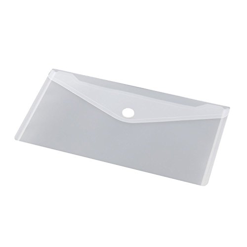 HF2 190561-Carpetas sobres Vales/22.5x12.5cm (Pack de 10) en PP translúcido para documentos, con cierre de velcro, diseño horizontal - Blanco Cover