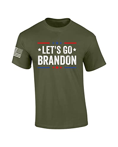 Let s Go Brandon Patriotic FJB Funny Political Men s Short Sleeve T-Shirt Graphic Tee Graphic Tee-Military-Large