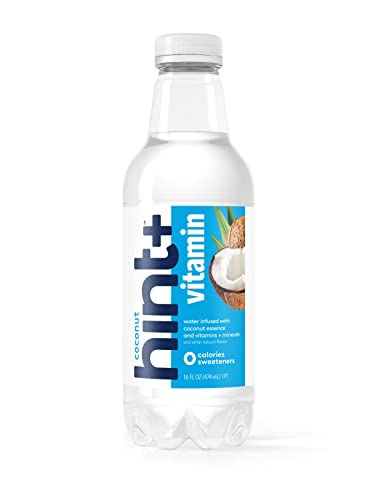 Hint+ Vitamin Coconut, 16 Fl Oz (Pack of 12), Pure Water Infused with Coconut Plus a Vitamin Boost, 100% Daily Value Vitamin C, Vitamin A, B12, Zinc, Zero Sugar, Zero Calories, Zero Diet Sweeteners