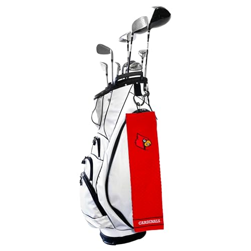 Image of Team Golf NCAA Louisville Cardinals Embroidered Golf Towel Embroidered Golf Towel, Checkered Scrubber Design, Embroidered Logo