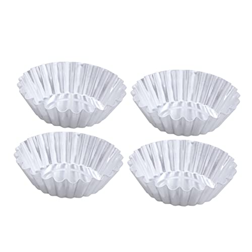 Zerodeko 10 piezas Molde para Tartas de Huevo de Aluminio Reutilizable de Antiadherente para Muffins y Tartaletas Color Plateado