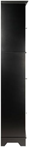 Ergode Wood Burgundy Wine Tower | Stylish & Practical Storage Solution | 15 Bottle Slots | Glass Door | 3 Shelves | Drawer | Composite Wood | Easy Assembly | (20871-VV)