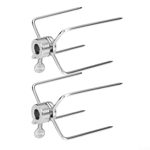 Forchette da carne per barbecue, 2 pezzi, in acciaio inox, con vite di bloccaggio per fissaggio regolabile e sicuro, progettate per manzo, vitello, agnello, maiale, pollame