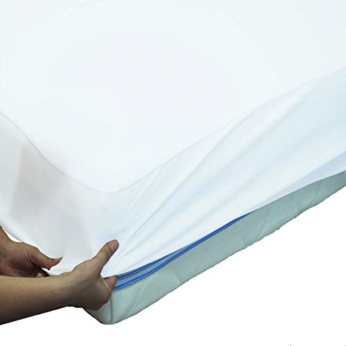 webwarenhaus wasserdichte Matratzenschoner atmungsaktive Molton Betteinlage 11 Größen wählbar 100% Baumwolle Matratzenauflage Rundumgummi (Spannbettlaken) 90 x 200cm Cover