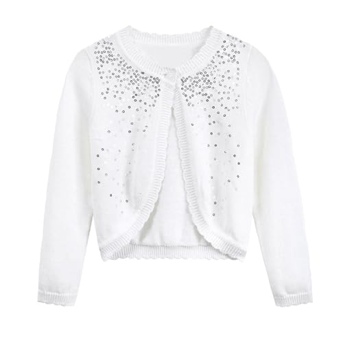 Baby Girl Shrug Knit Lace Round Neck Cotton Bolero Sequin Cardigan