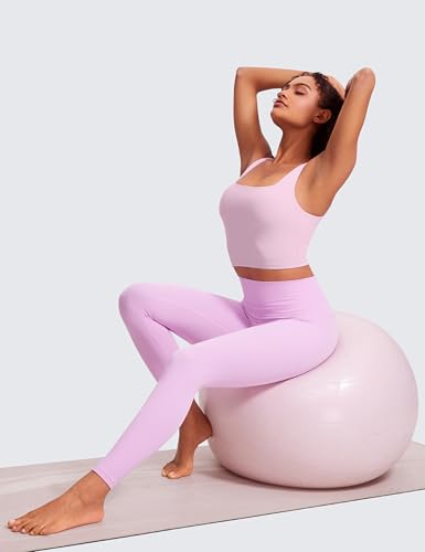 Image of CRZ YOGA Butterluxe Square Neck Crop Tank Top | Light Support, Removable Pads, Yoga, Extremely Soft, Wide Straps, Longline Sports Bras for Women