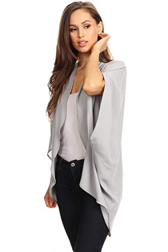 Women's Solid Casual Lightweight 3/4 Sleeve Loose Fit Open Front Cardigan2